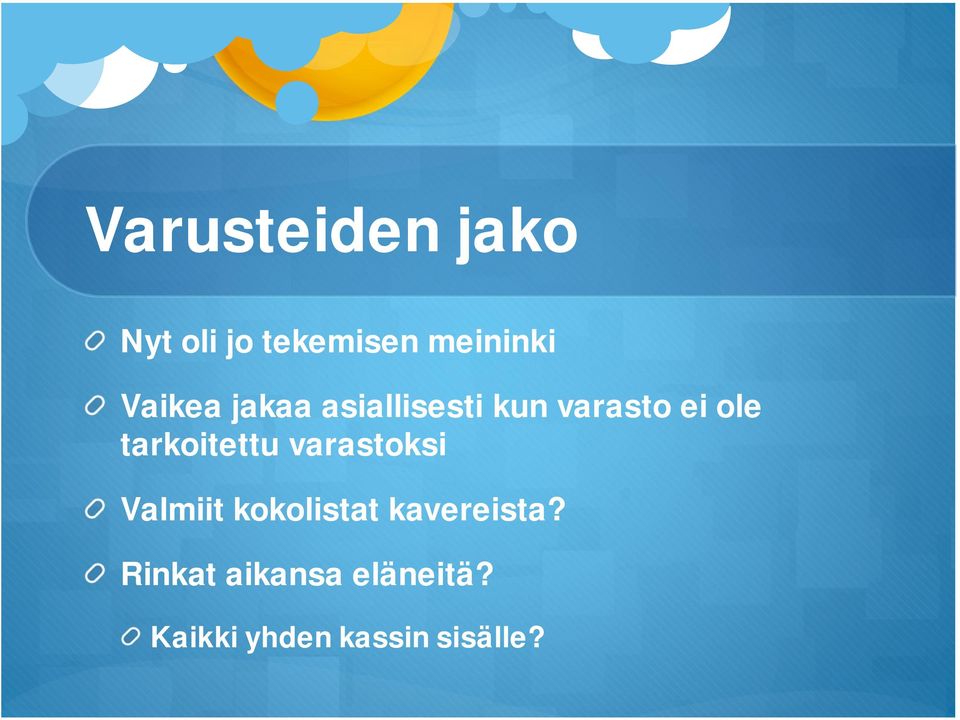 tarkoitettu varastoksi Valmiit kokolistat