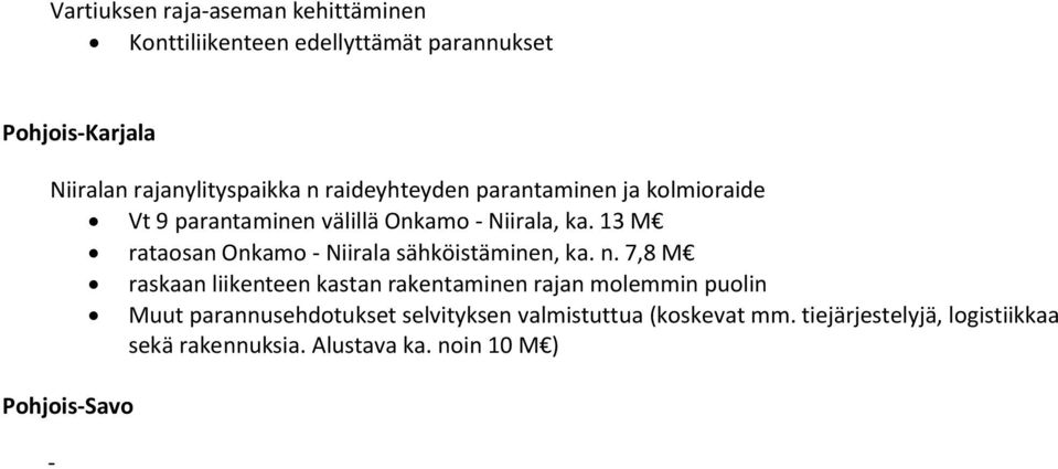 13 M rataosan Onkamo - Niirala sähköistäminen, ka. n.