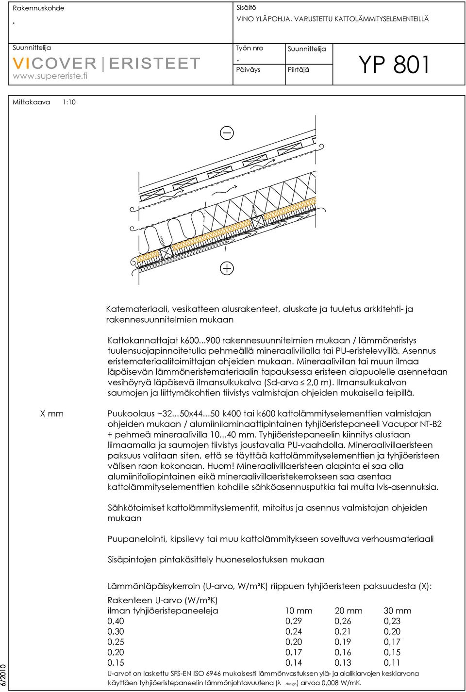 muun ilmaa läpäisevän lämmöneristemateriaalin tapauksessa eristeen alapuolelle asennetaan vesihöyryä läpäisevä ilmansulkukalvo (Sd-arvo # 2,0 m) Ilmansulkukalvon saumojen ja liittymäkohtien tiivistys