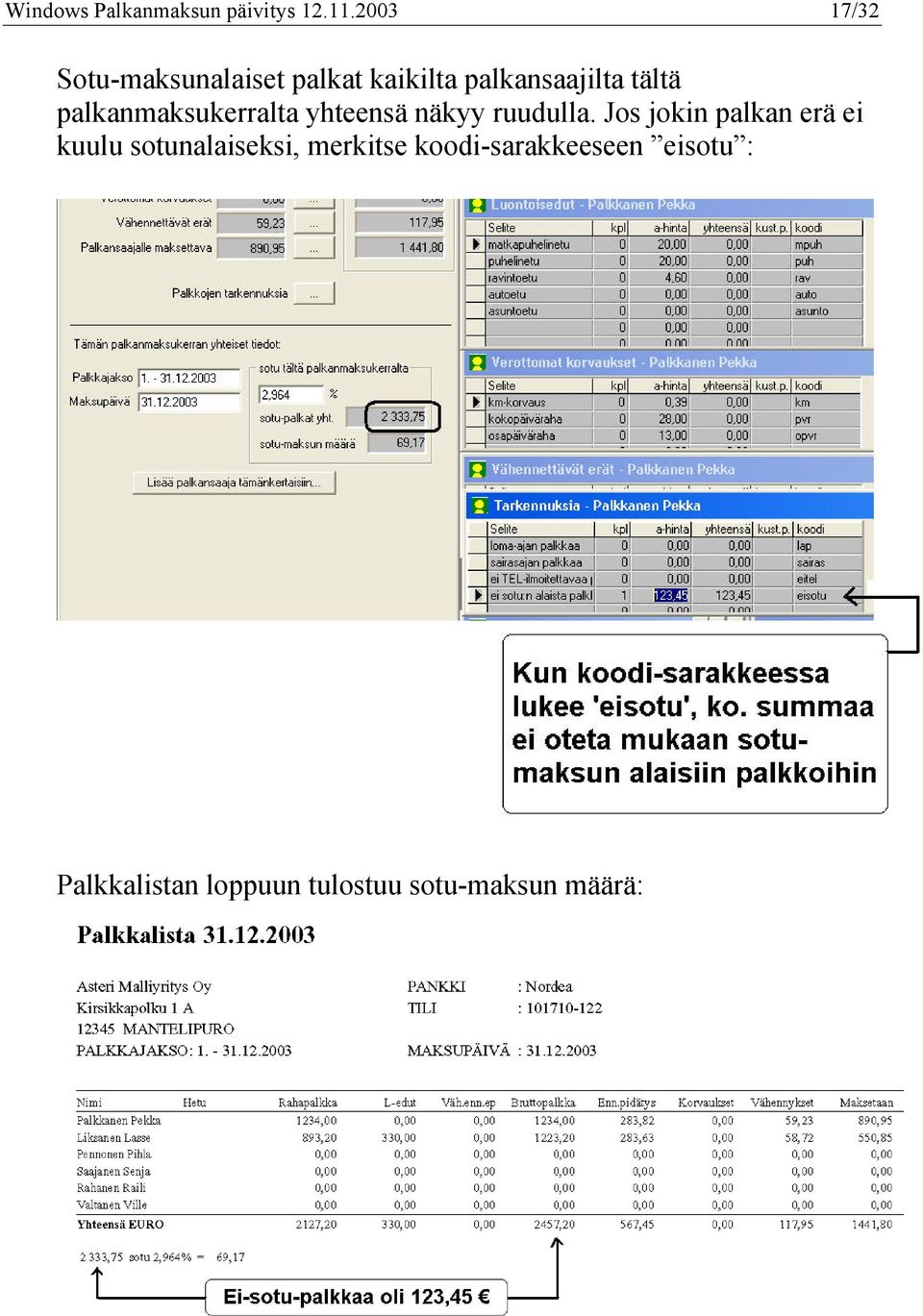 palkanmaksukerralta yhteensä näkyy ruudulla.