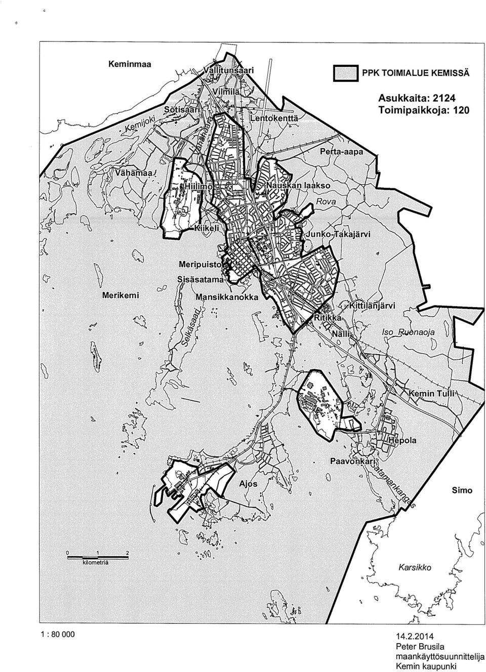 kilometriä 1: 80 000 14.2.