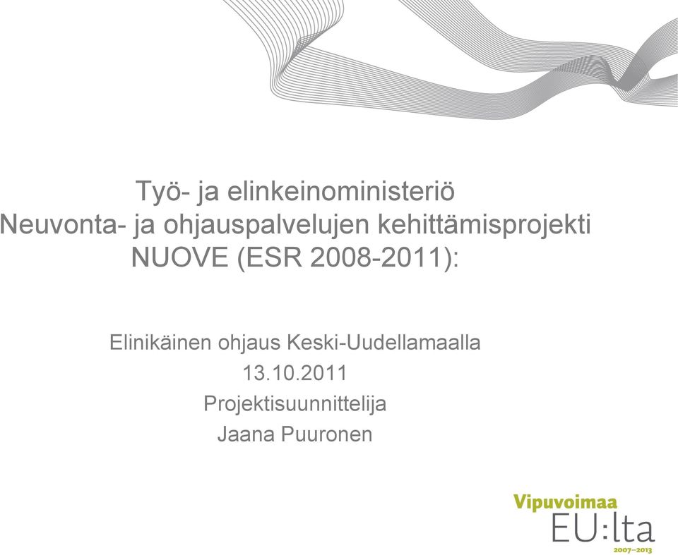 2008-2011): Elinikäinen ohjaus