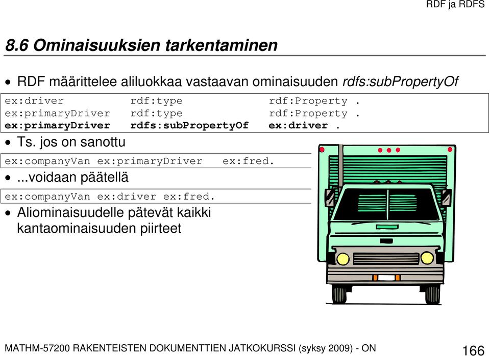 ex:primarydriver rdfs:subpropertyof ex:driver. Ts.