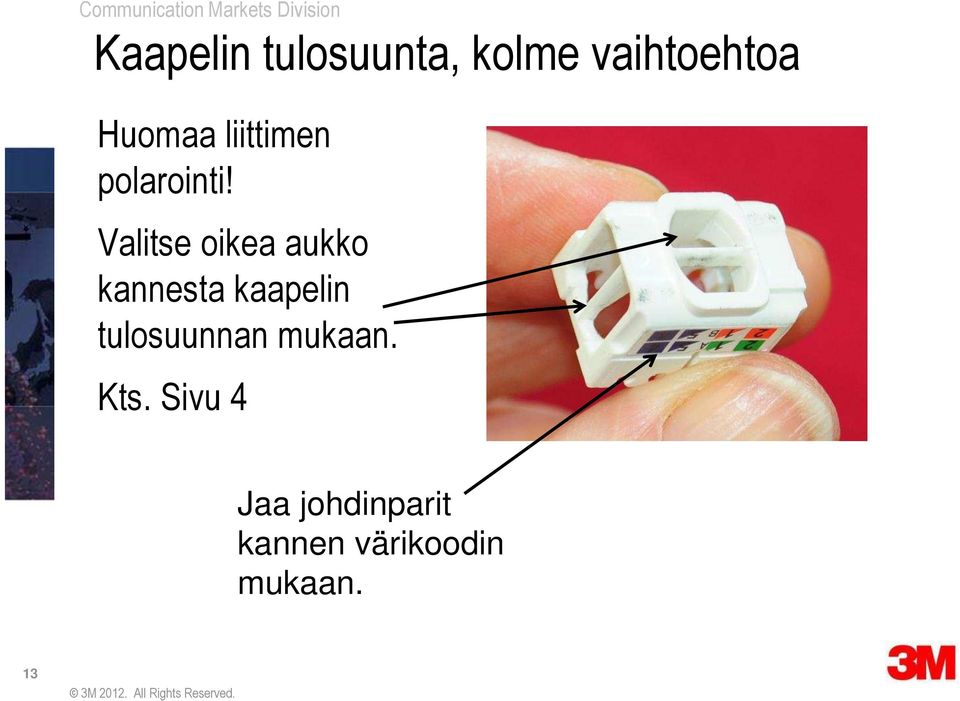 Valitse oikea aukko kannesta kaapelin