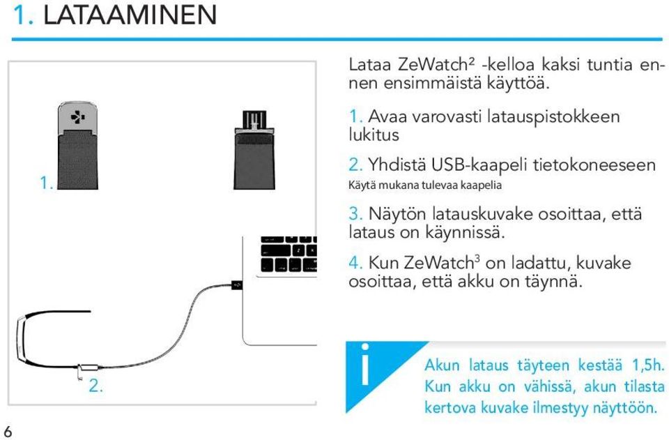 Yhdstä USB-kaapel tetokoneeseen Käytä mukana tulevaa kaapela 3.