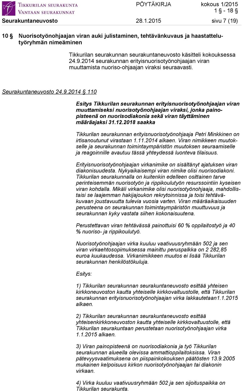 Seurakuntaneuvosto 24.9.