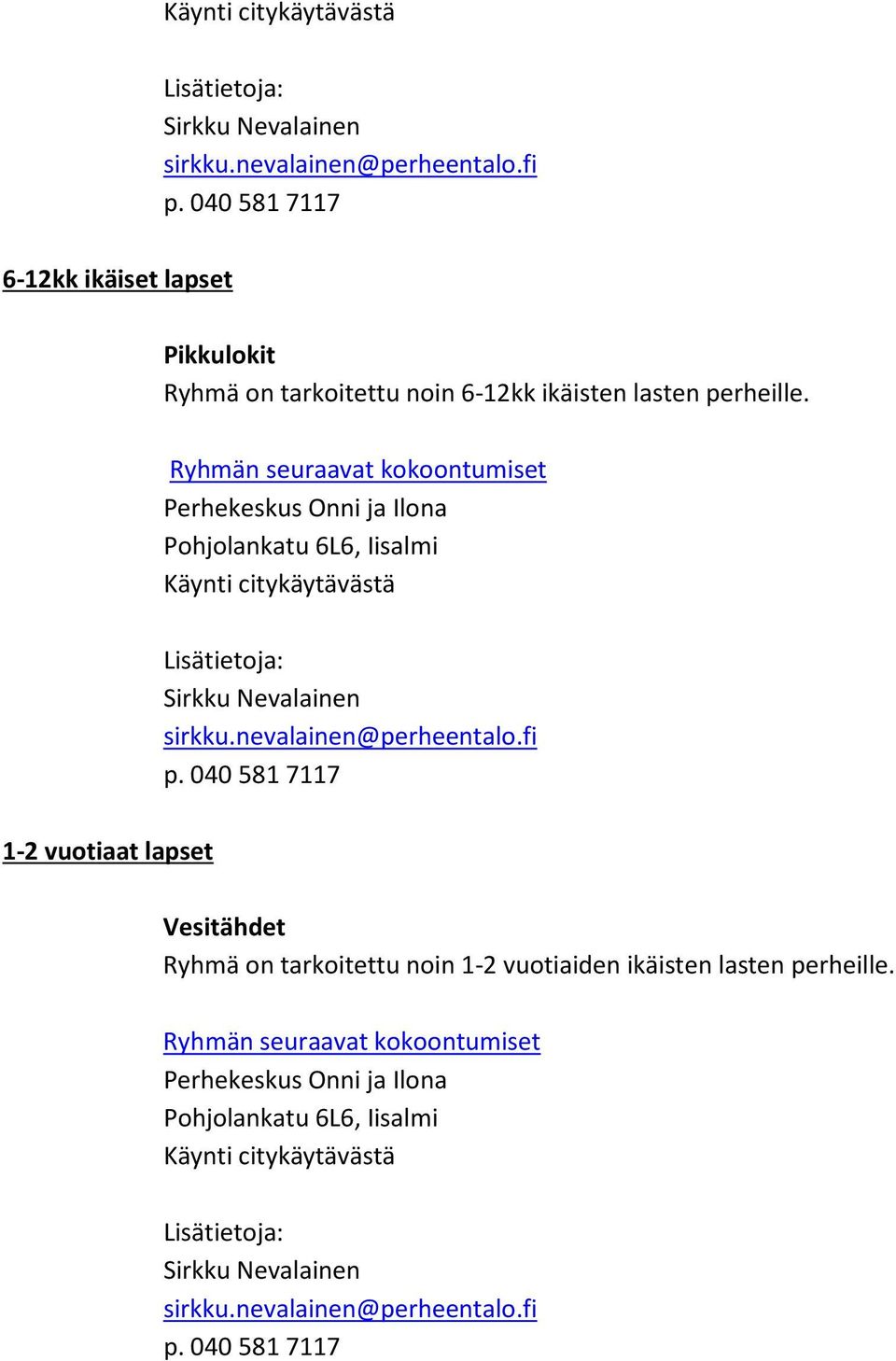 perheille.