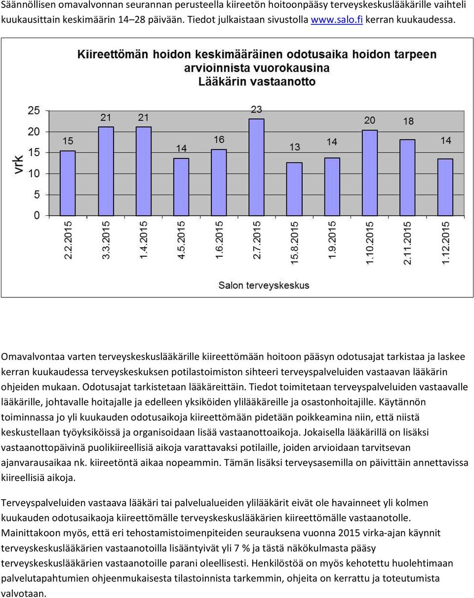 lääkärin ohjeiden mukaan. Odotusajat tarkistetaan lääkäreittäin.