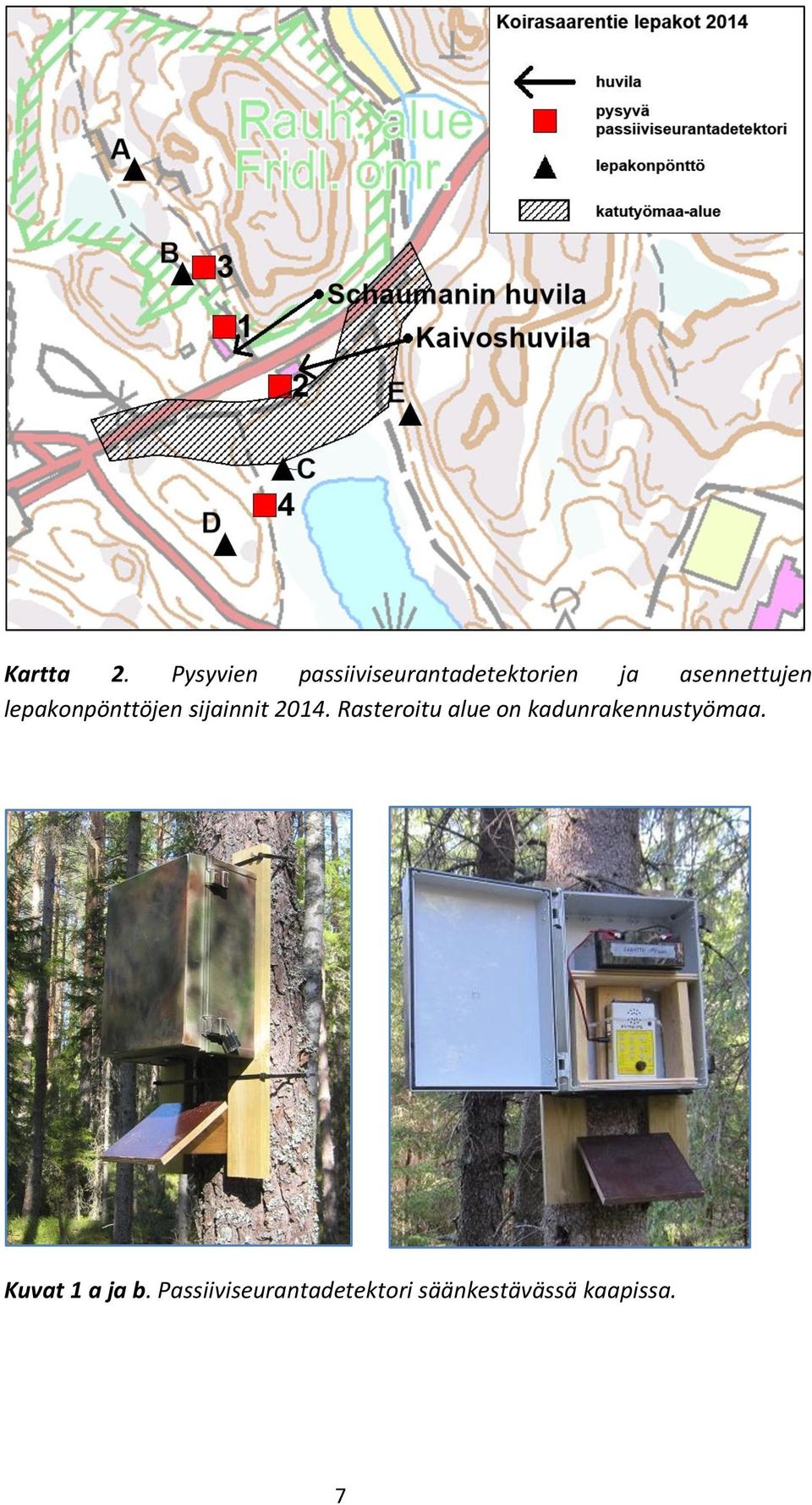 asennettujen lepakonpönttöjen sijainnit 2014.