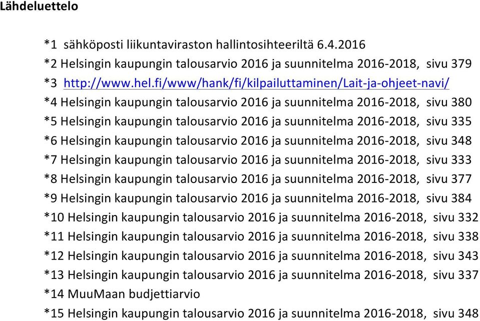 335 *6 Helsingin kaupungin talousarvio 2016 ja suunnitelma 2016-2018, sivu 348 *7 Helsingin kaupungin talousarvio 2016 ja suunnitelma 2016-2018, sivu 333 *8 Helsingin kaupungin talousarvio 2016 ja