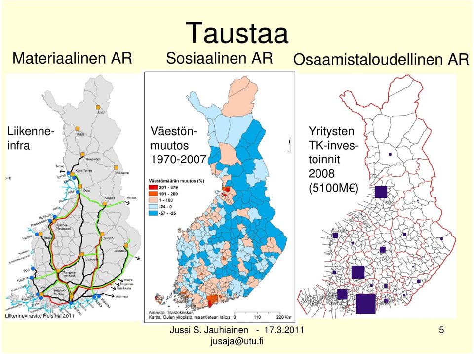 Väestönmuutos 1970-2007 Yritysten