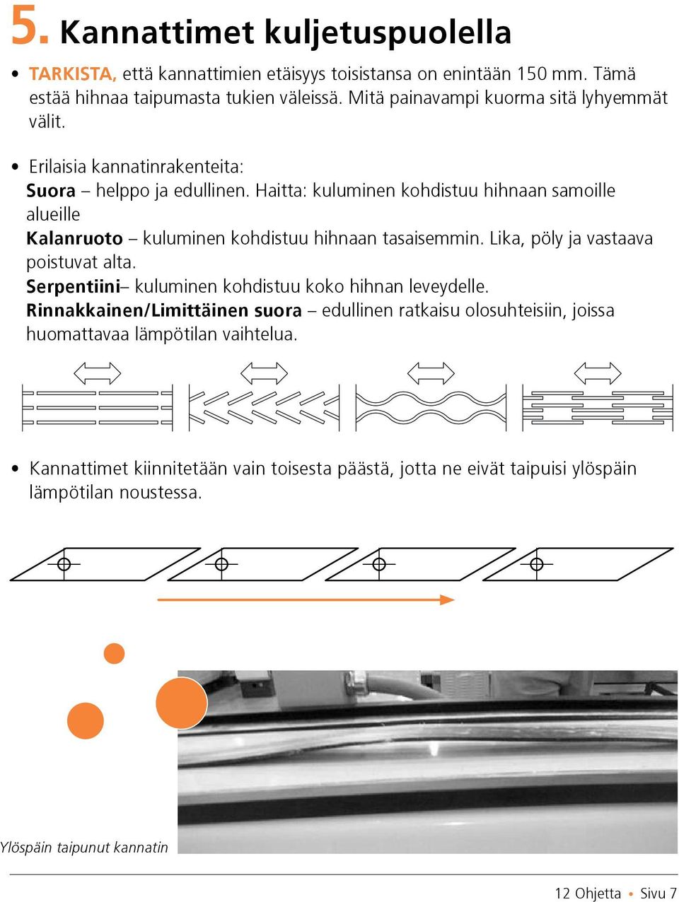 Haitta: kuluminen kohdistuu hihnaan samoille alueille Kalanruoto kuluminen kohdistuu hihnaan tasaisemmin. Lika, pöly ja vastaava poistuvat alta.