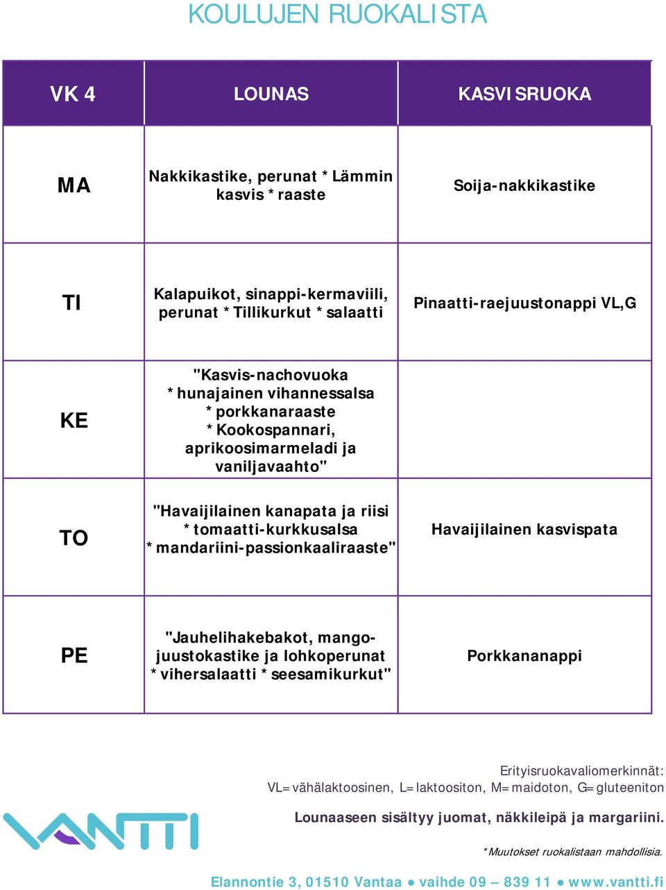 *Kookospannari, aprikoosimarmeladi ja vaniljavaahto" "Havaijilainen kanapata ja riisi *tomaatti-kurkkusalsa
