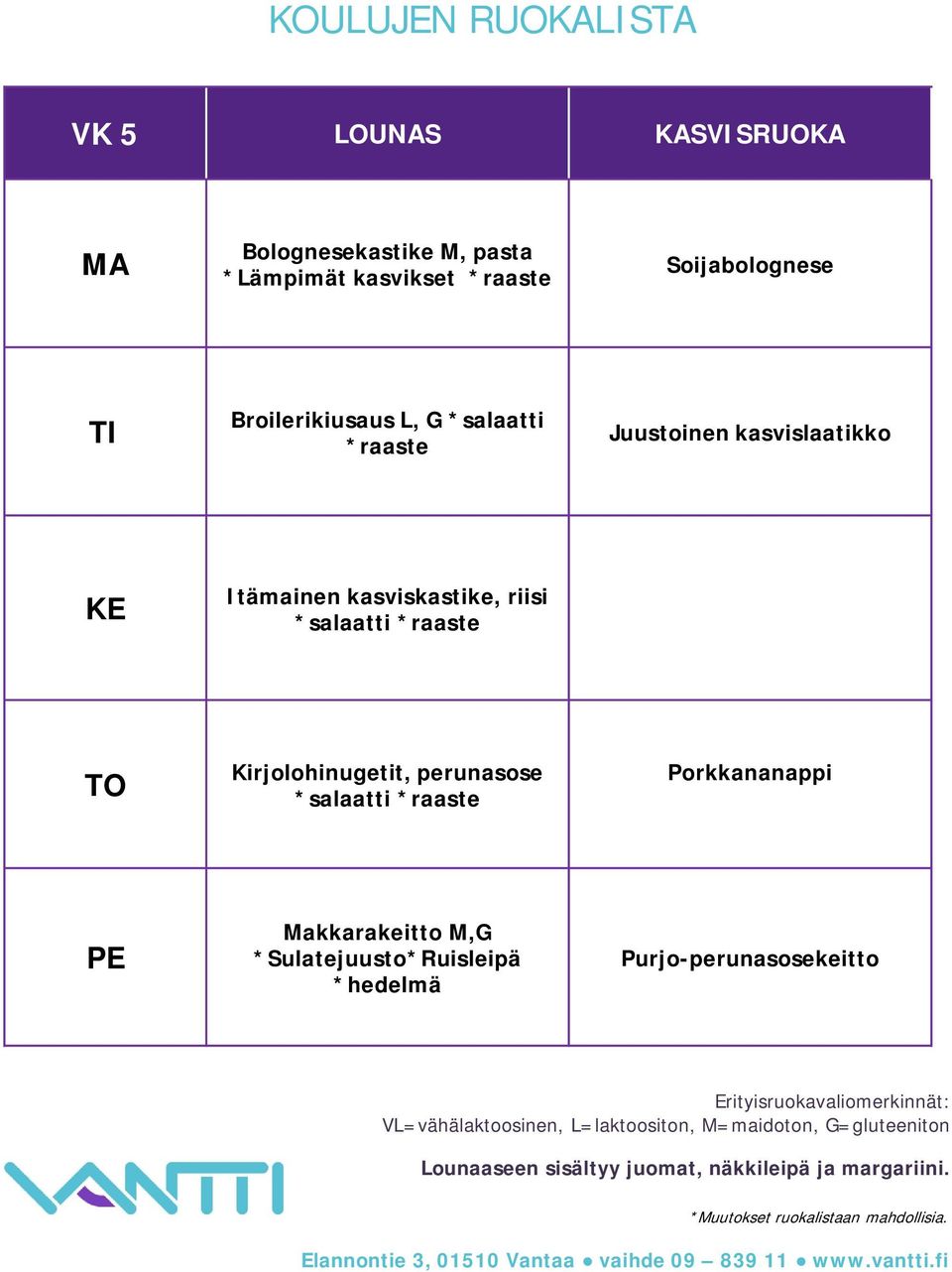 Itämainen kasviskastike, riisi *salaatti *raaste Kirjolohinugetit, perunasose