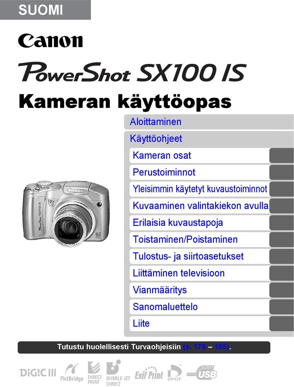 kuvaustapoja Toistaminen/Poistaminen Tulostus- ja siirtoasetukset Liittäminen