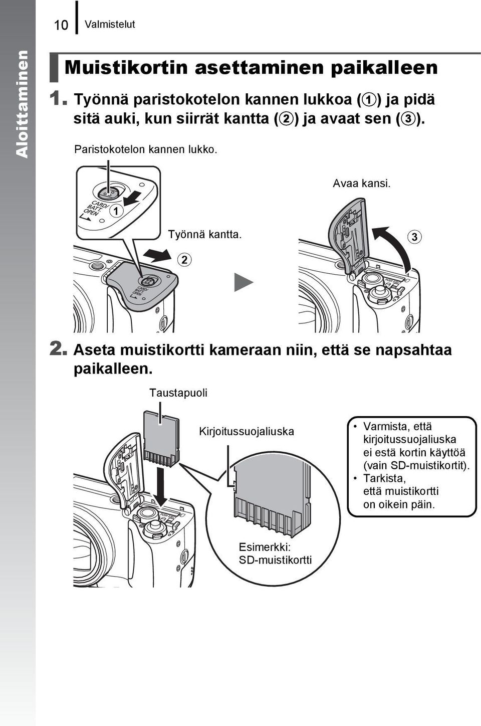 Paristokotelon kannen lukko. Avaa kansi. a Työnnä kantta. b c 2.