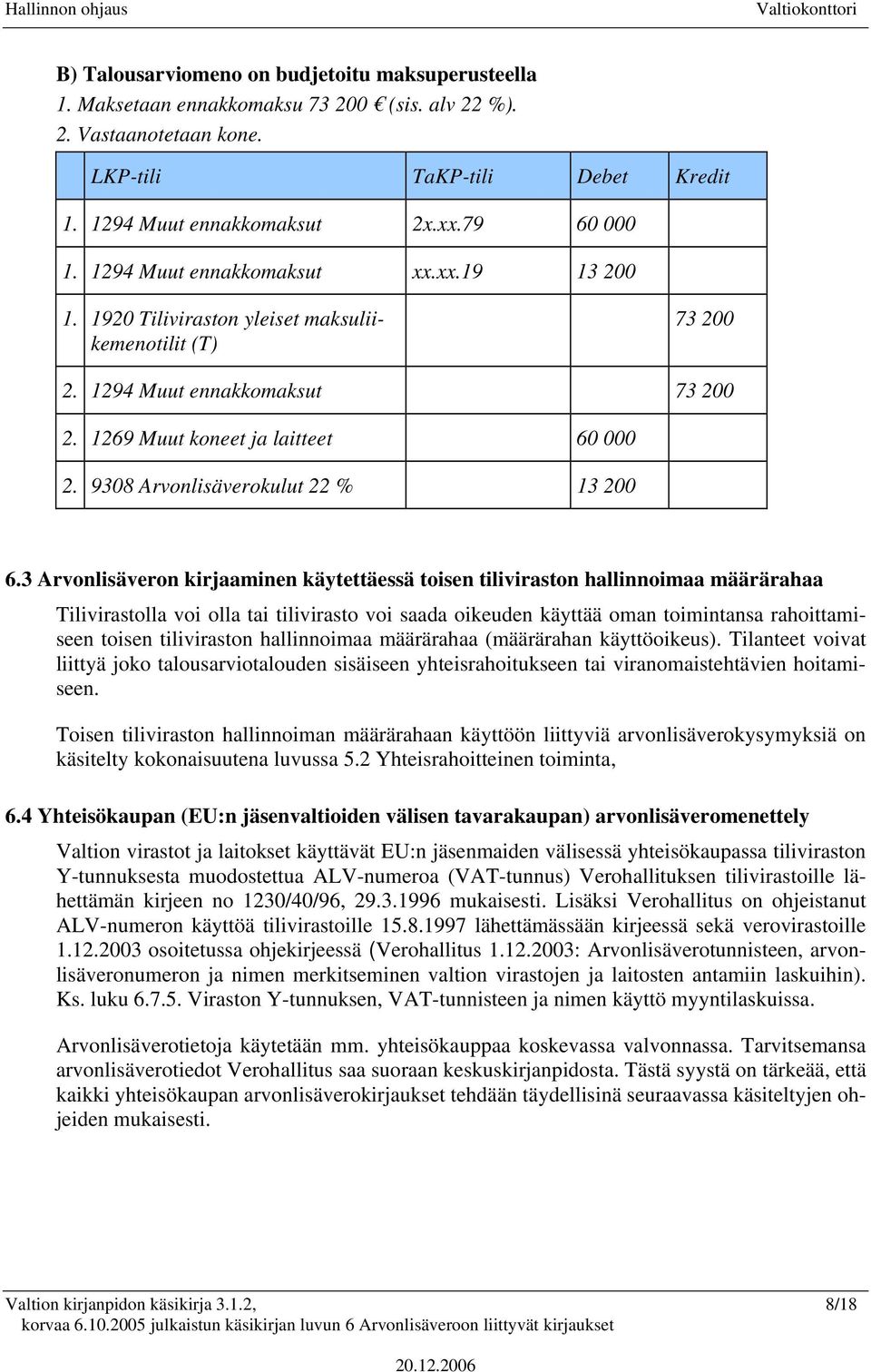 3 Arvonlisäveron kirjaaminen käytettäessä toisen tiliviraston hallinnoimaa määrärahaa Tilivirastolla voi olla tai tilivirasto voi saada oikeuden käyttää oman toimintansa rahoittamiseen toisen