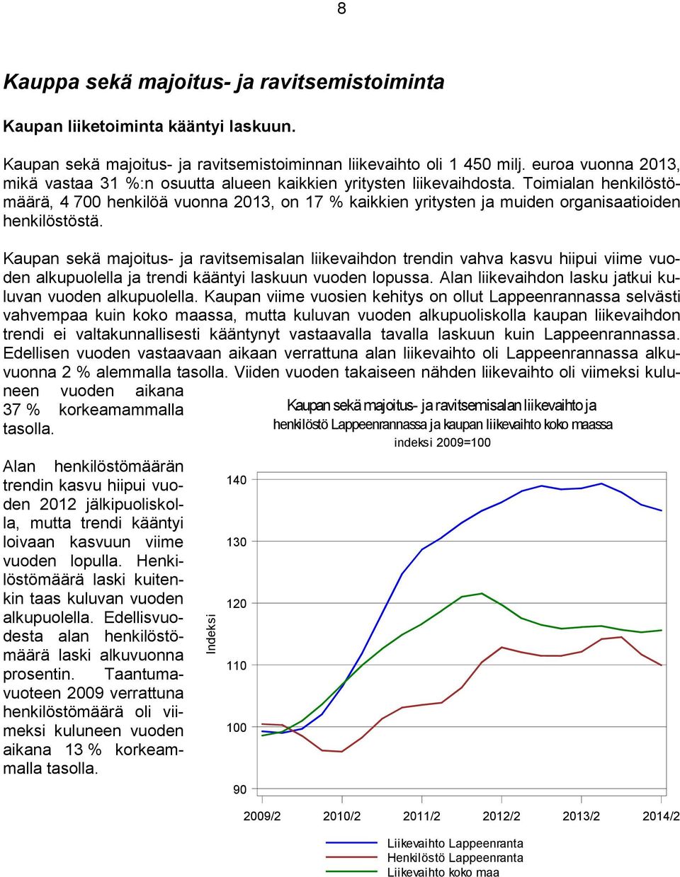 Toimialan henkilöstömäärä, 4 700 henkilöä vuonna 2013, on 17 % kaikkien yritysten ja muiden organisaatioiden henkilöstöstä.