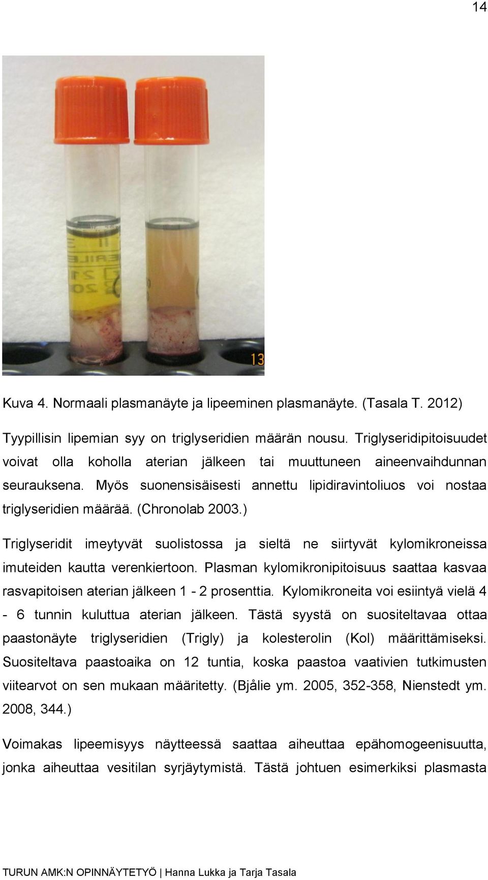 (Chronolab 2003.) Triglyseridit imeytyvät suolistossa ja sieltä ne siirtyvät kylomikroneissa imuteiden kautta verenkiertoon.