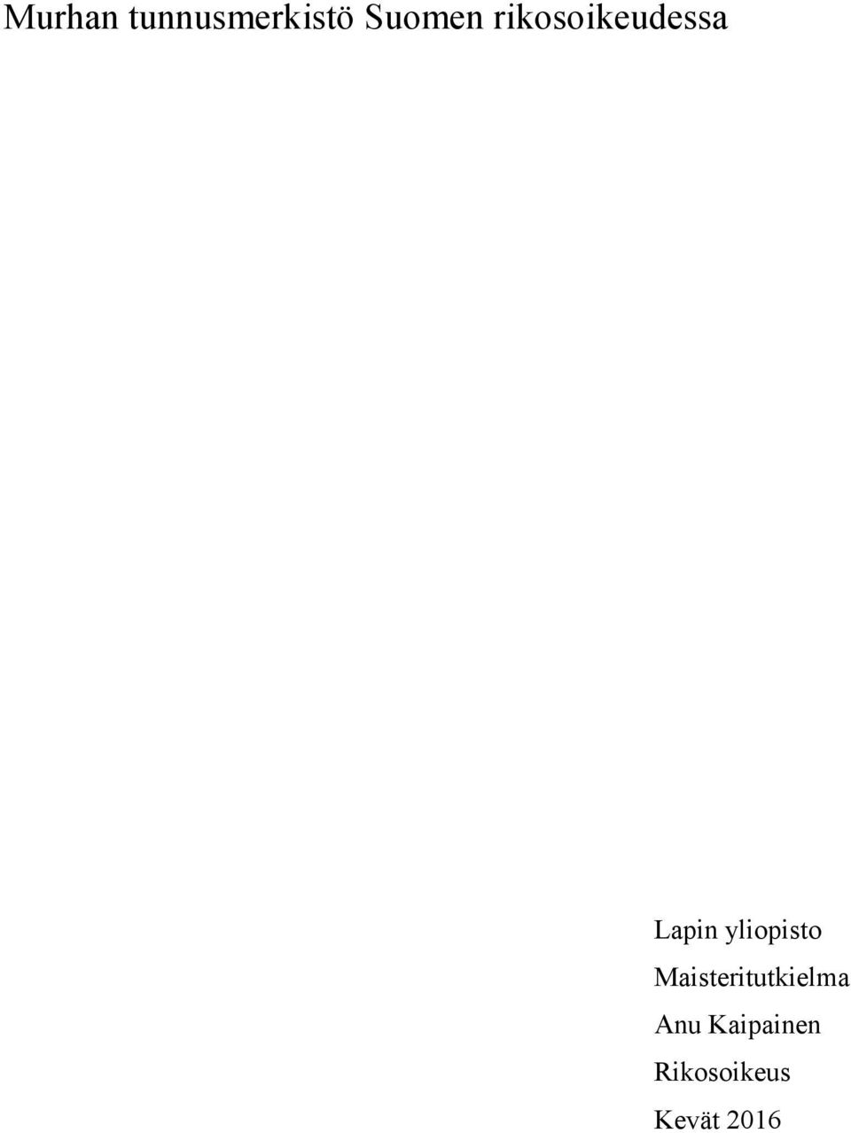 yliopisto Maisteritutkielma