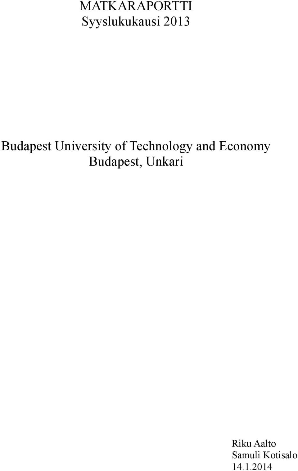 Technology and Economy Budapest,