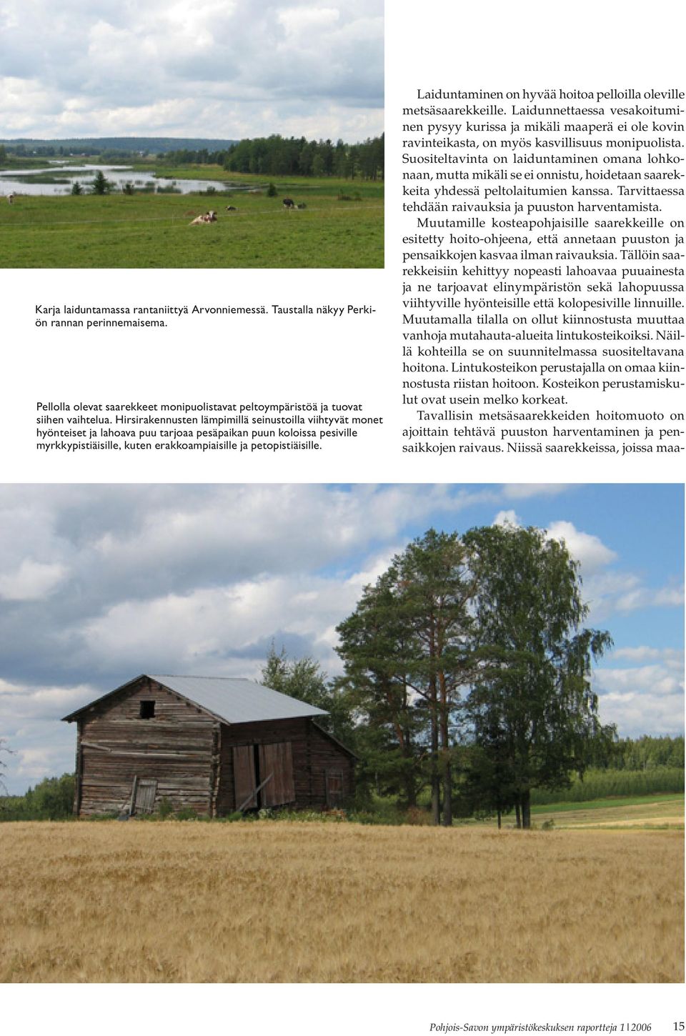 Laiduntaminen on hyvää hoitoa pelloilla oleville metsäsaarekkeille. Laidunnettaessa vesakoituminen pysyy kurissa ja mikäli maaperä ei ole kovin ravinteikasta, on myös kasvillisuus monipuolista.