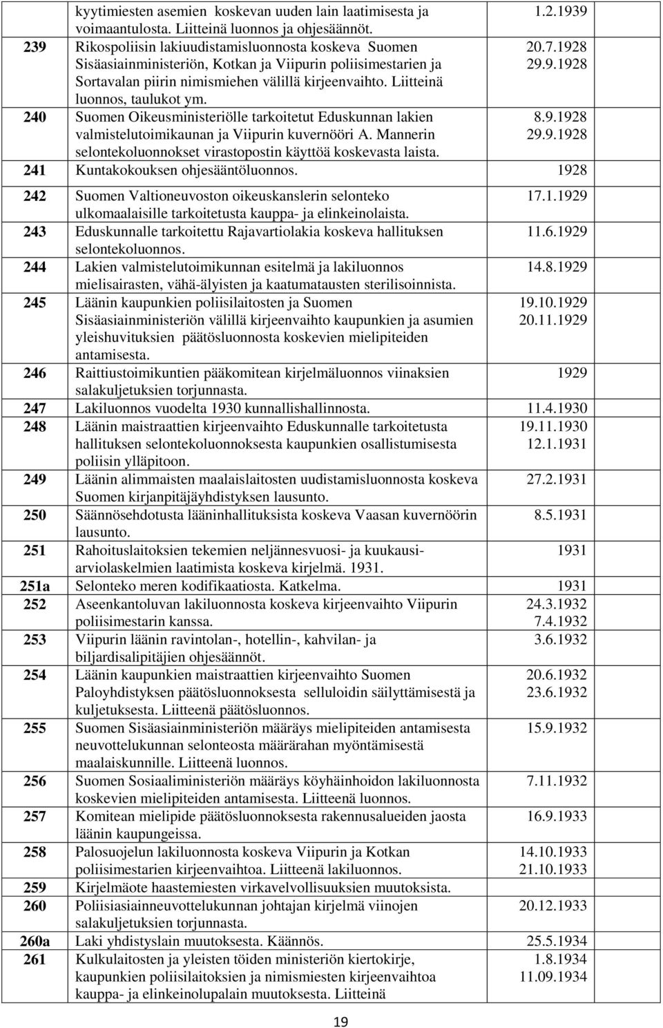 Liitteinä luonnos, taulukot ym. 240 Suomen Oikeusministeriölle tarkoitetut Eduskunnan lakien valmistelutoimikaunan ja Viipurin kuvernööri A. Mannerin 8.9.