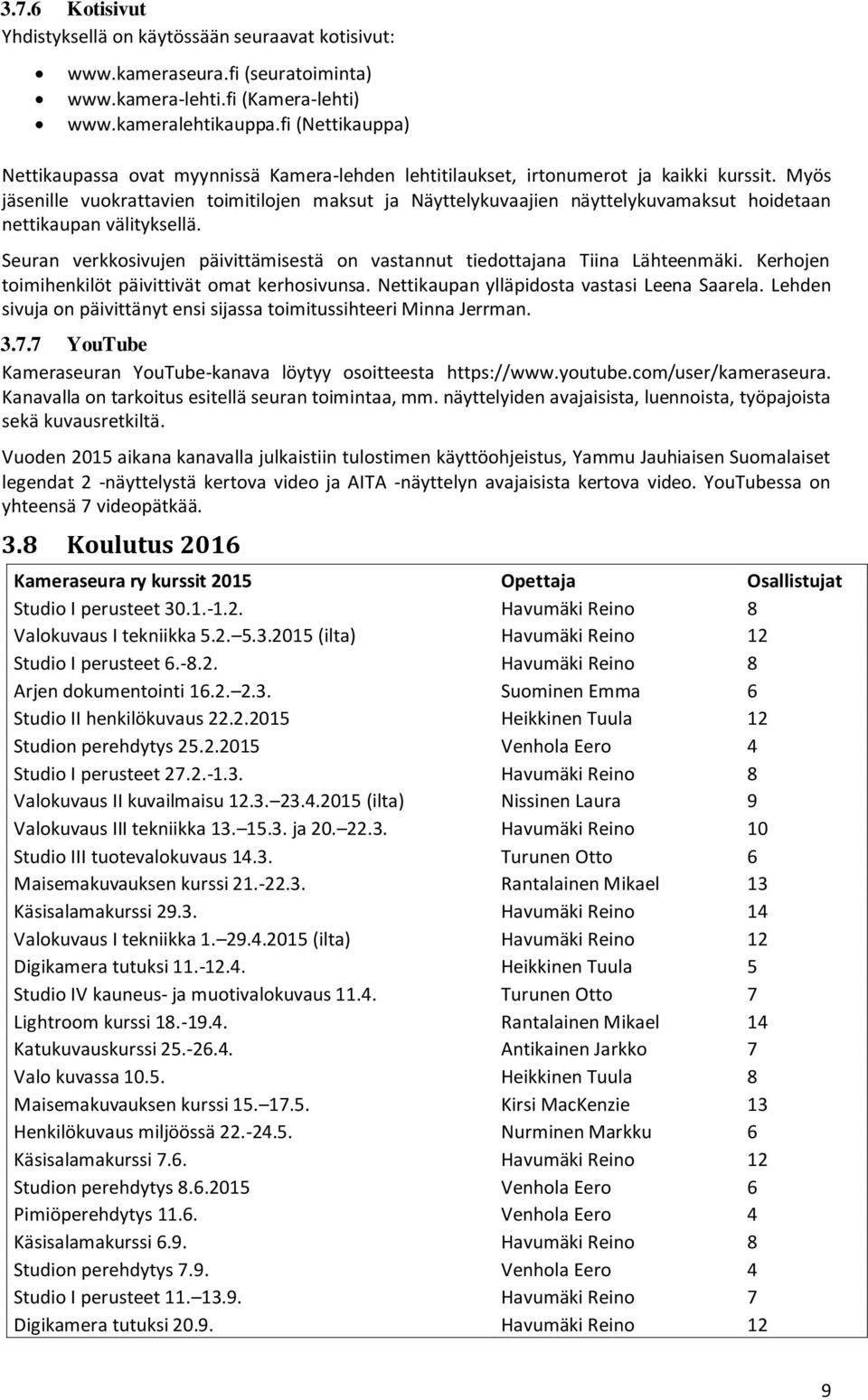 Myös jäsenille vuokrattavien toimitilojen maksut ja Näyttelykuvaajien näyttelykuvamaksut hoidetaan nettikaupan välityksellä.