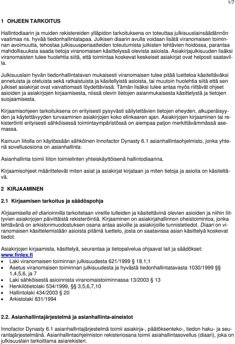KAINUUN LIITTO. Kirjaamis- ja rekisteröintiohje - PDF Ilmainen lataus