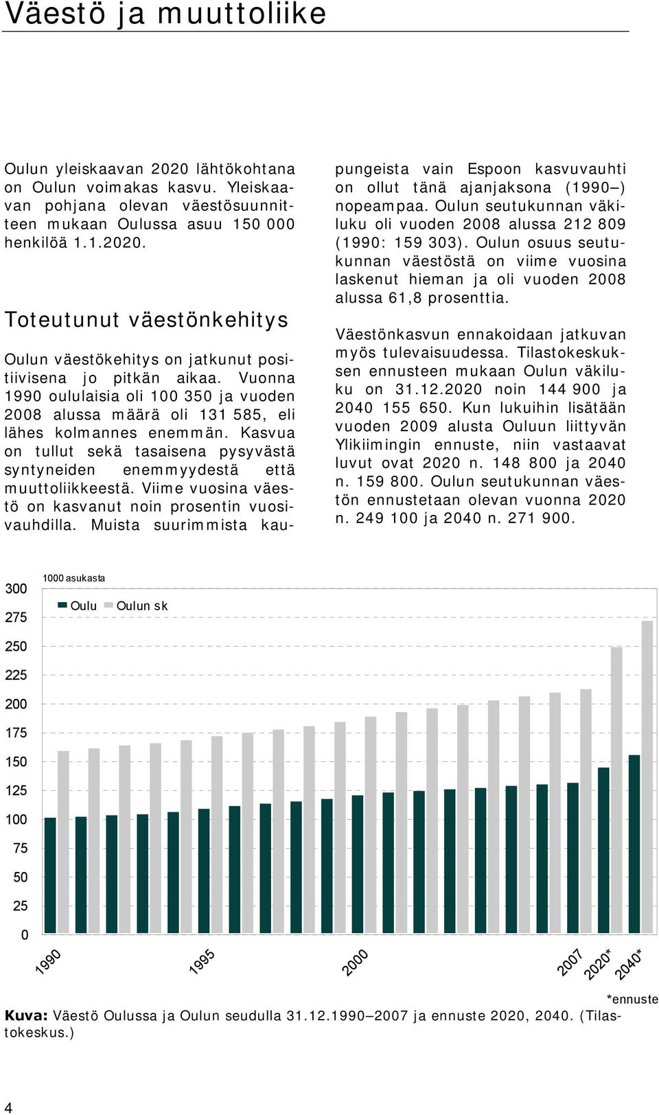 Viime vuosina väestö on kasvanut noin prosentin vuosivauhdilla. Muista suurimmista kaupungeista vain Espoon kasvuvauhti on ollut tänä ajanjaksona (1990 ) nopeampaa.