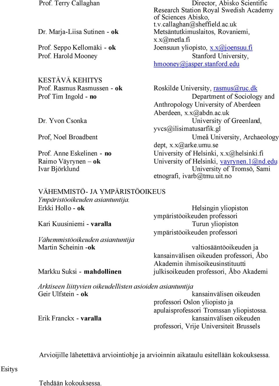 ac.uk Metsäntutkimuslaitos, Rovaniemi, x.x@metla.fi Joensuun yliopisto, x.x@joensuu.fi Stanford University, hmooney@jasper.stanford.edu Roskilde University, rasmus@ruc.