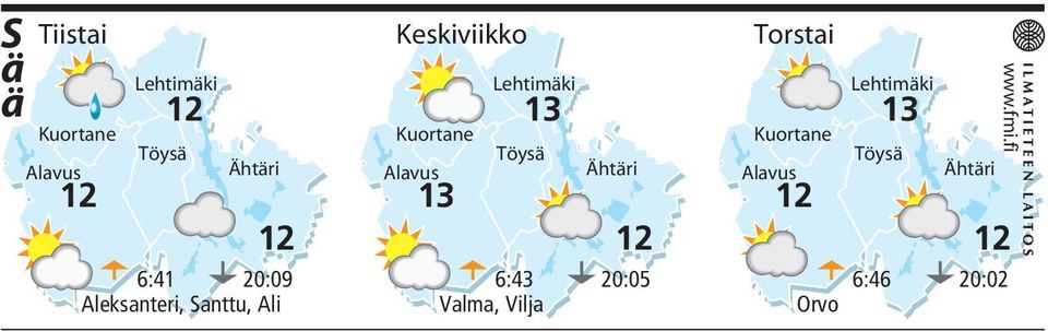 Kuortane Alavus Lehtimäki Töysä Ähtäri 6:41 20:09 6:43