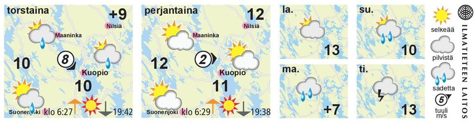 19:42 Suonenjoki klo 6:29 19:38 la. ma.