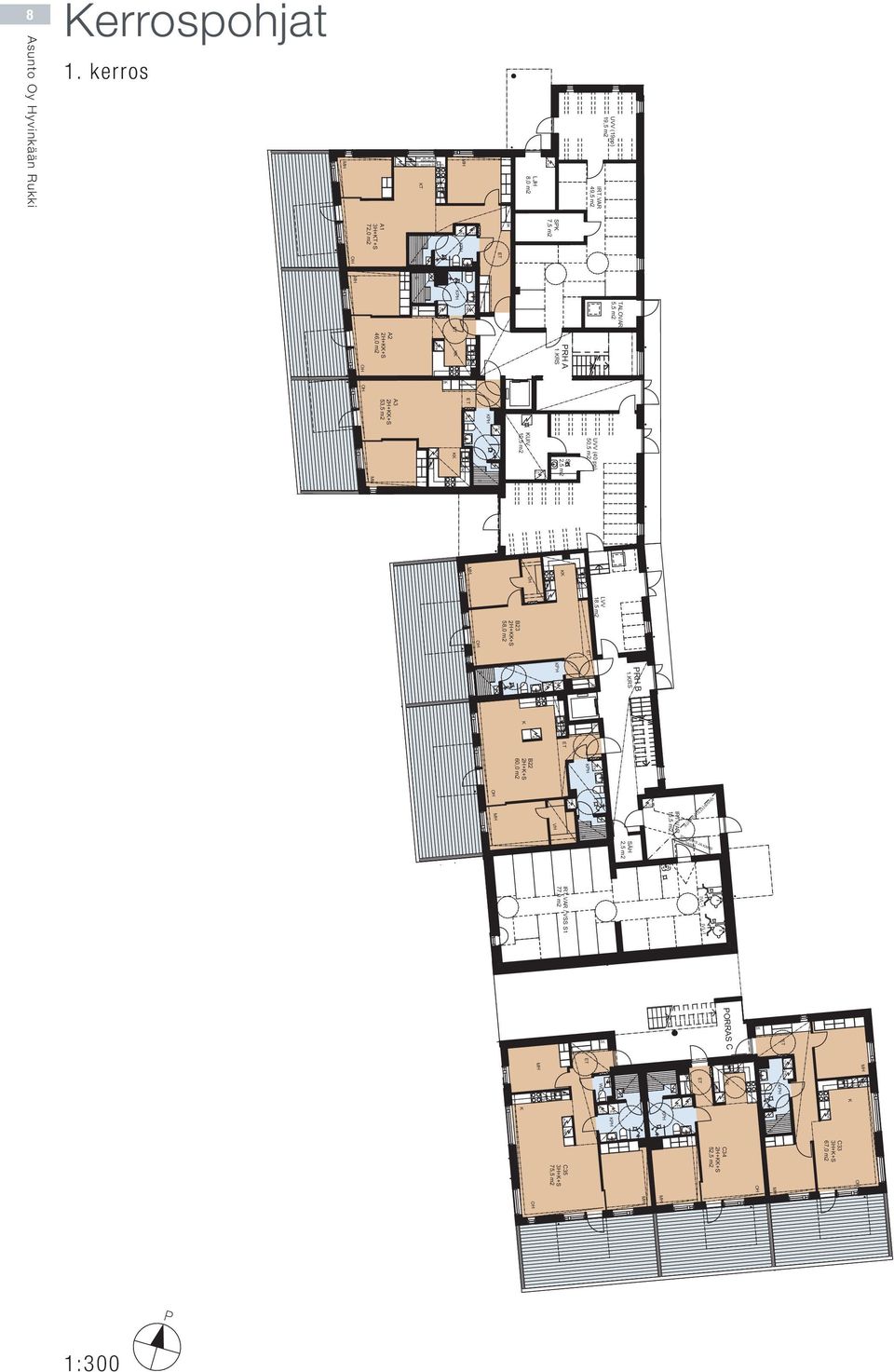 R TALOVAR 5,5 m2 A3 2H++ 53,5 m2 J/ UVV (40 pp) 50,5 m2 2,5 m2 UIV. 10,5 m2 A LVV 18,5 m2 B23 2H++ 58,0 m2 PRH B 1.