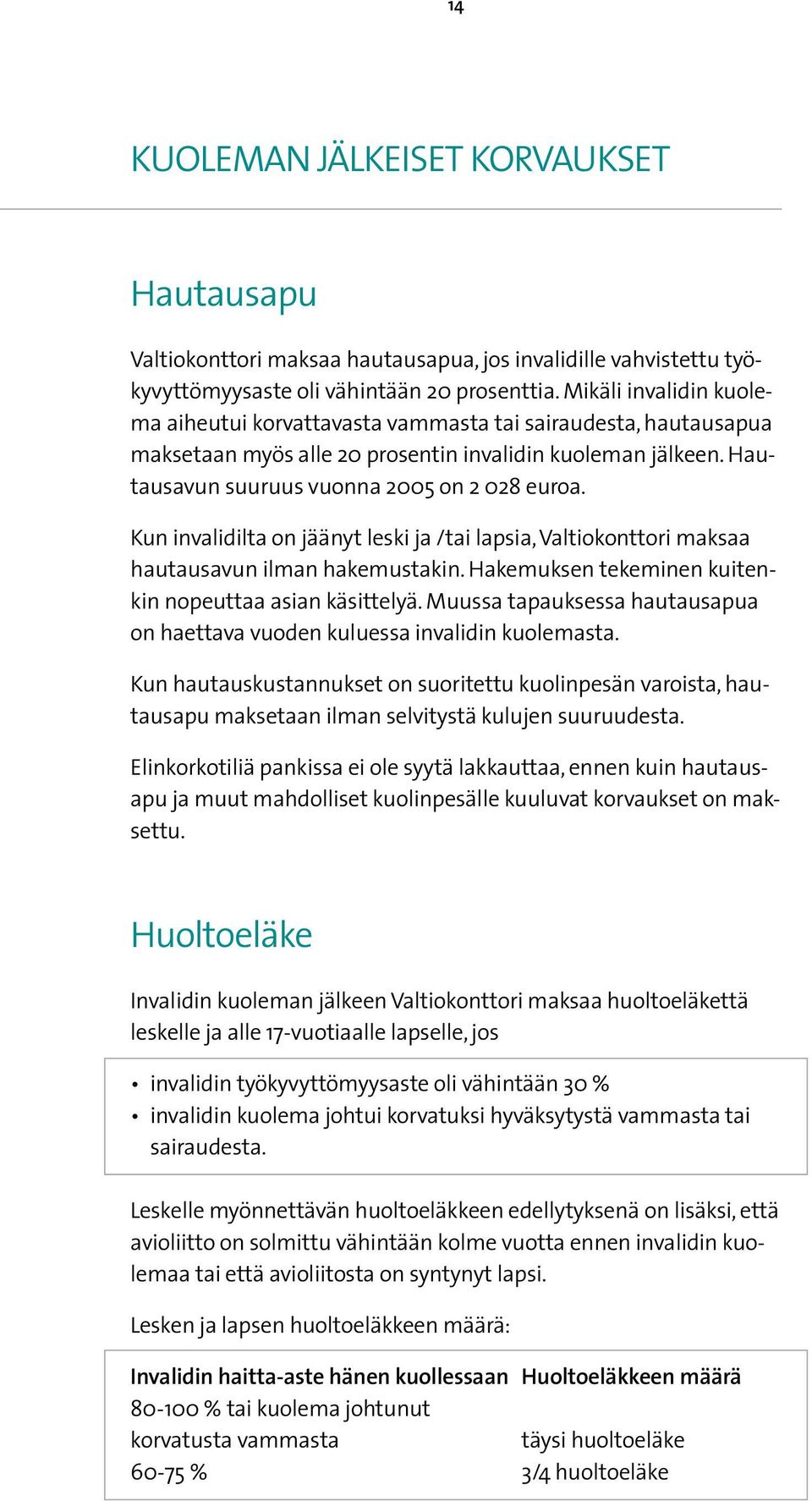 Kun invalidilta on jäänyt leski ja /tai lapsia, Valtiokonttori maksaa hautausavun ilman hakemustakin. Hakemuksen tekeminen kuitenkin nopeuttaa asian käsittelyä.