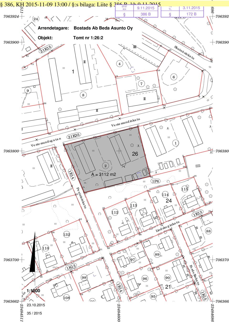 III II Skutnäsinkatu 0 000 II II 000 I K Vestersundsgatan Vestersundinkatu 000 II K