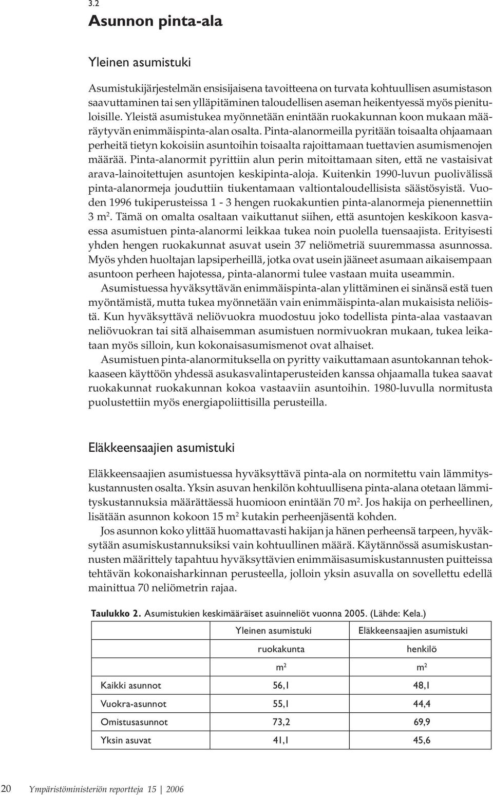 Pinta-alanormeilla pyritään toisaalta ohjaamaan perheitä tietyn kokoisiin asuntoihin toisaalta rajoittamaan tuettavien asumismenojen määrää.