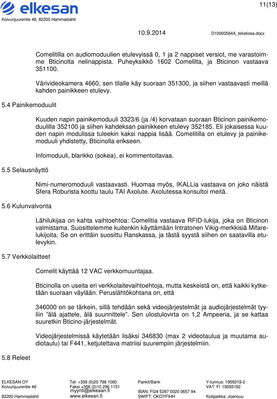 Värivideokamera 4660, sen tilalle käy suoraan 351300, ja siihen vastaavasti meillä kahden painikkeen etulevy.