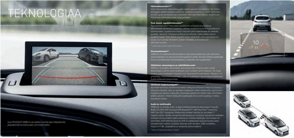 Park Assist -pysäköintiavustin** Pysäköintiavustin** helpottaa pysäköintia ahtaissa olosuhteissa.