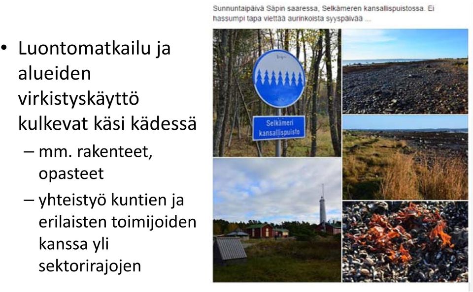 mm. rakenteet, opasteet yhteistyö