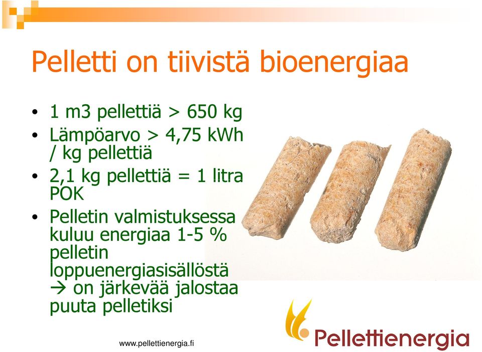 litra POK Pelletin valmistuksessa kuluu energiaa 1-5 %