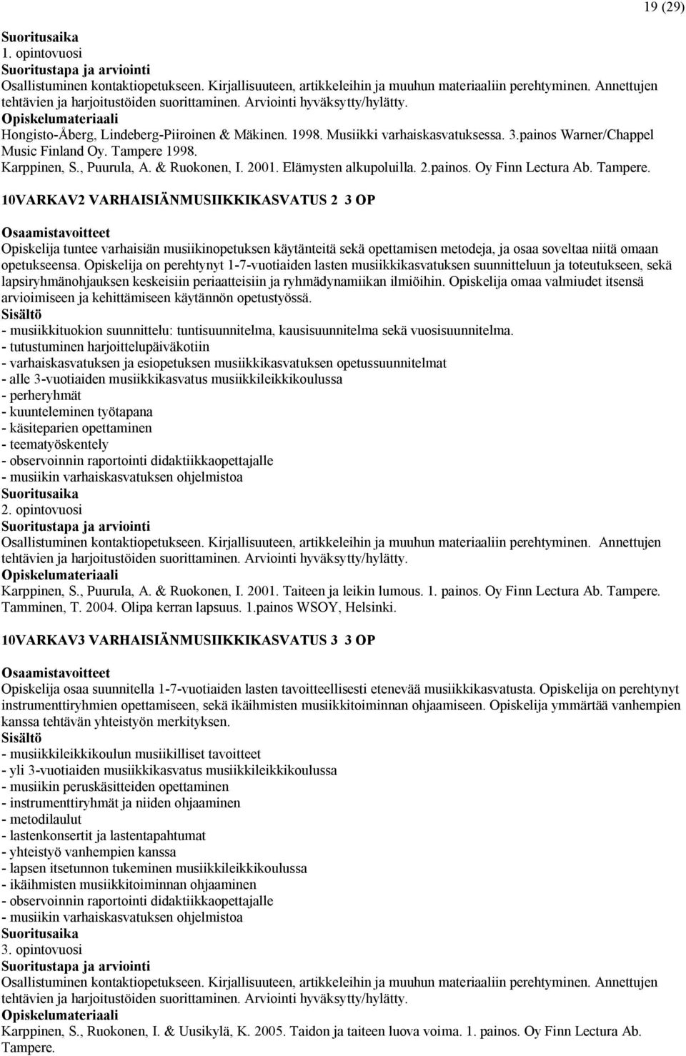 Karppinen, S., Puurula, A. & Ruokonen, I. 2001. Elämysten alkupoluilla. 2.painos. Oy Finn Lectura Ab. Tampere.