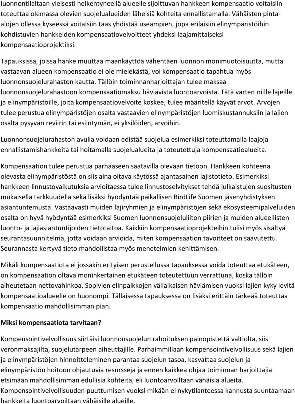 kompensaatioprojektiksi.