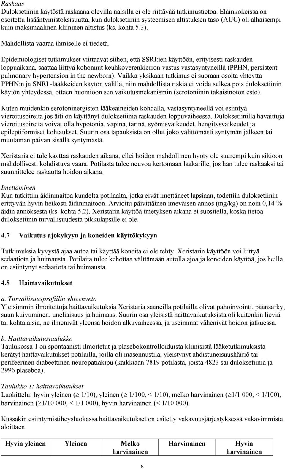 Mahdollista vaaraa ihmiselle ei tiedetä.