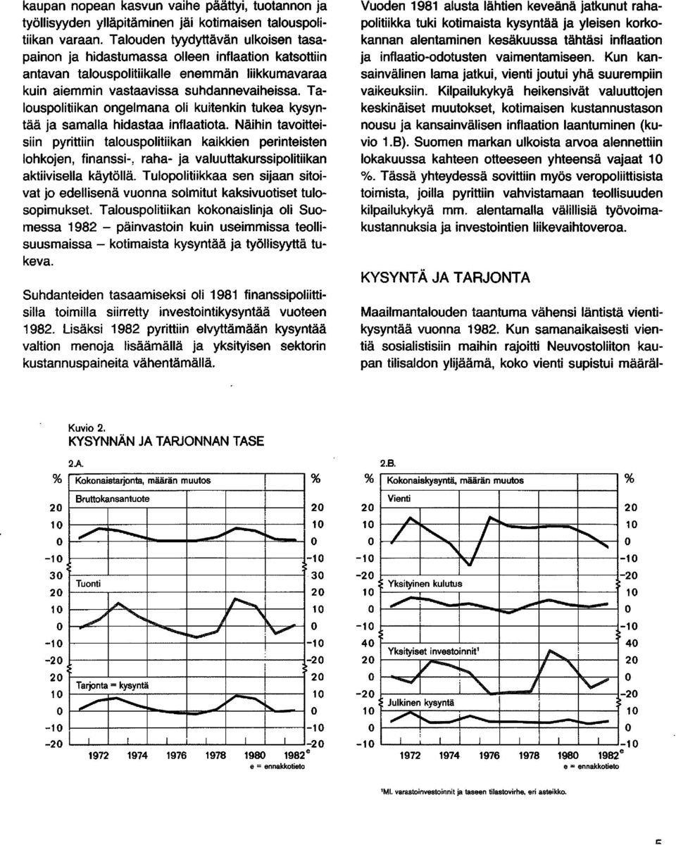 Talouspolitiikan ongelmana oli kuitenkin tukea kysyntää ja samalla hidastaa inflaatiota.