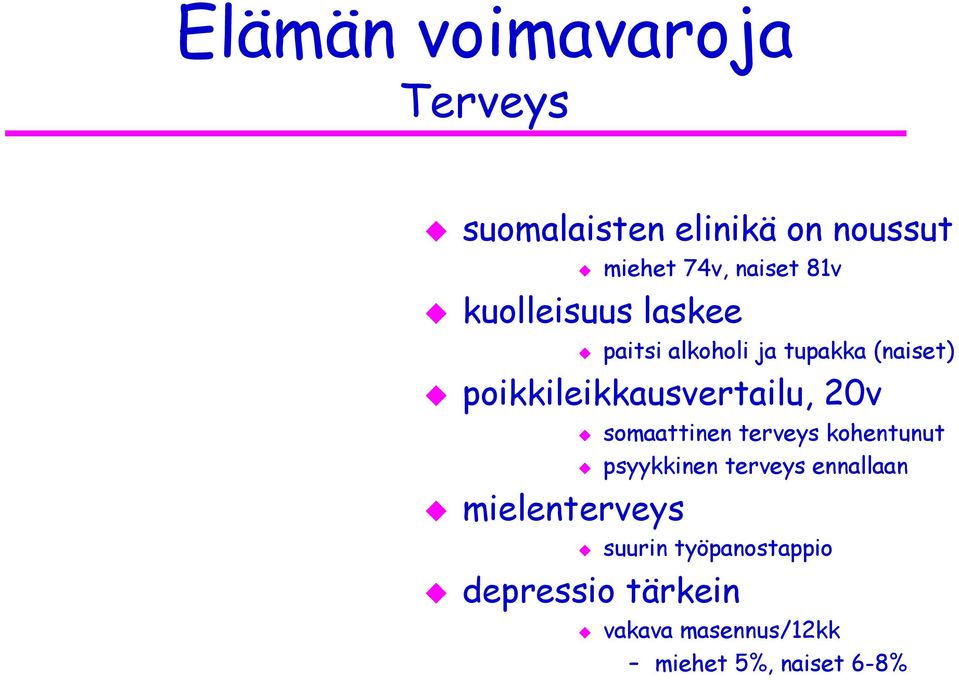 poikkileikkausvertailu, 20v mielenterveys somaattinen terveys kohentunut