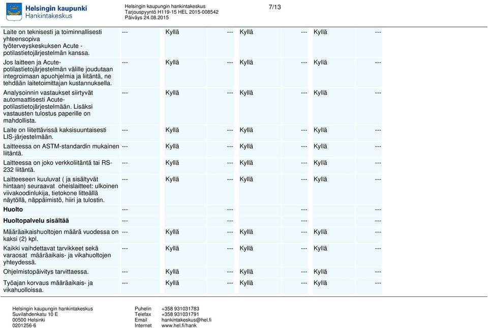 Analysoinnin vastaukset siirtyvät automaattisesti Acutepotilastietojärjestelmään. Lisäksi vastausten tulostus paperille on mahdollista. Laite on liitettävissä kaksisuuntaisesti LIS-järjestelmään.