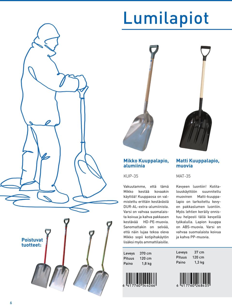 Sanomattakin on selvää, että näin lujaa tekoa oleva Mikko sopii kotipihakäytön lisäksi myös ammattilaisille. 370 cm 120 cm 1,8 kg Matti Kuuppalapio, muovia MAT-35 Kevyeen luontiin!