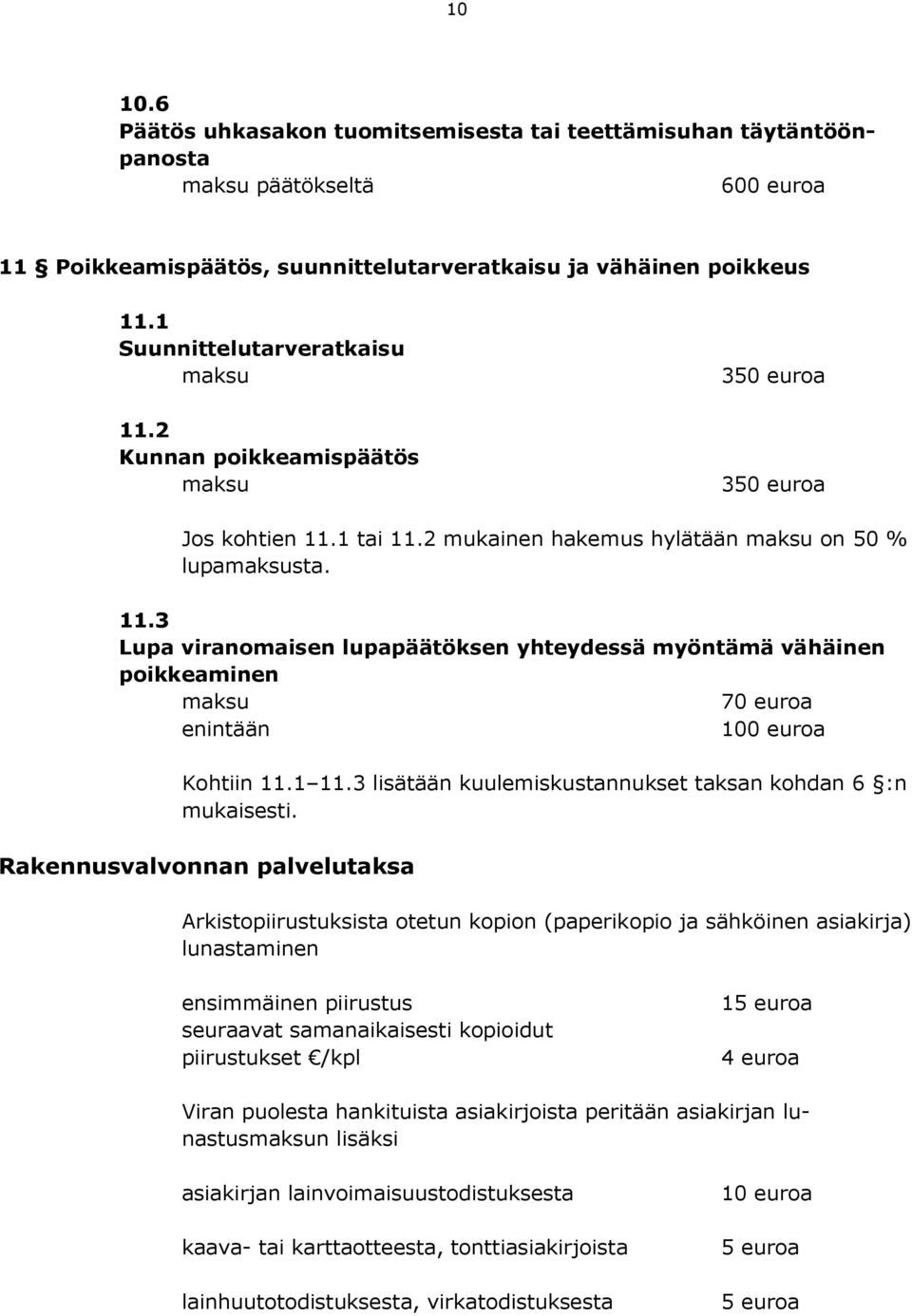 1 11.3 lisätään kuulemiskustannukset taksan kohdan 6 :n mukaisesti.