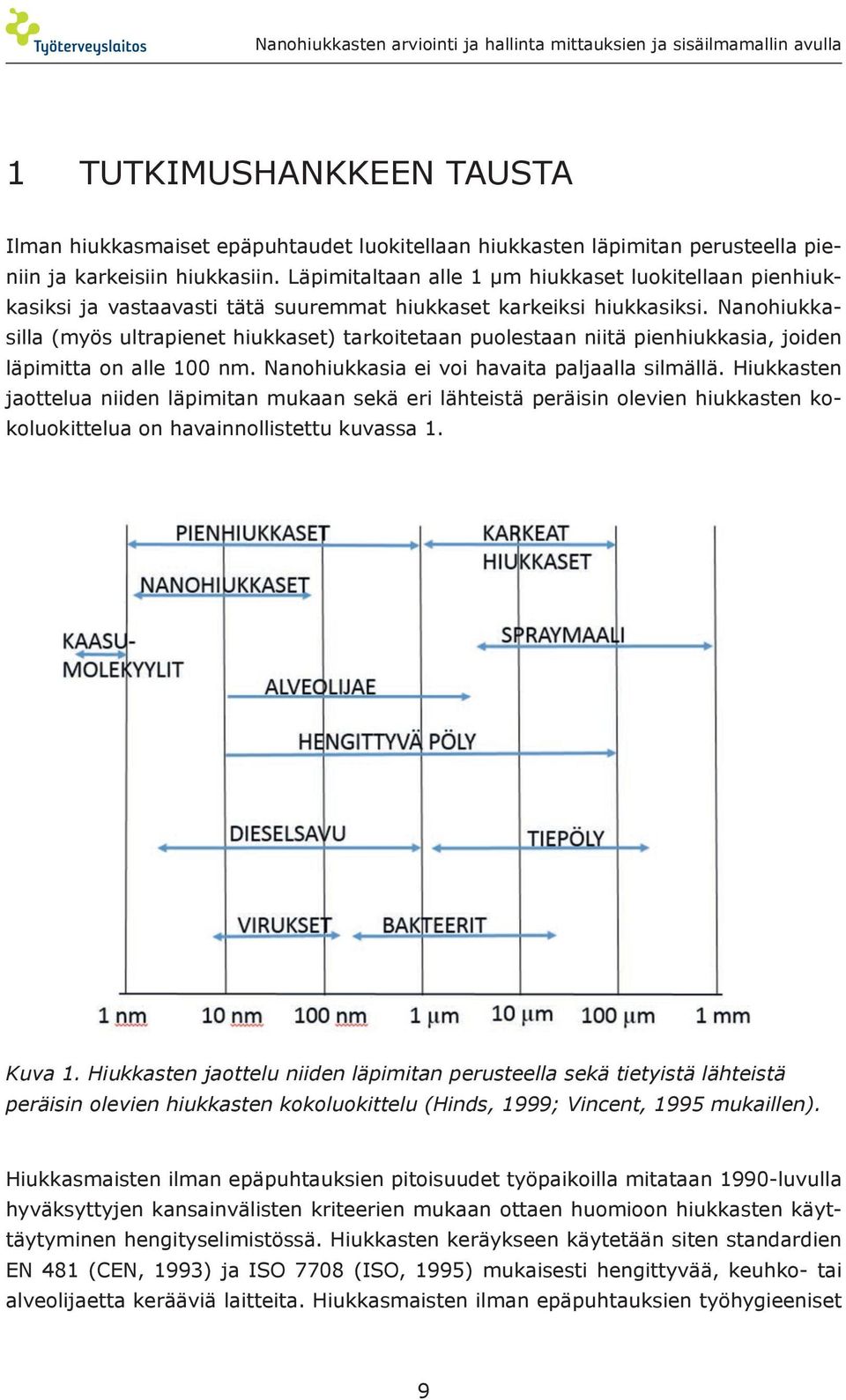 Nanohiukkasilla (myös ultrapienet hiukkaset) tarkoitetaan puolestaan niitä pienhiukkasia, joiden läpimitta on alle 100 nm. Nanohiukkasia ei voi havaita paljaalla silmällä.